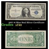 1957 $1 Blue Seal Silver Certificate Grades xf