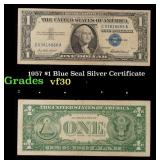 1957 $1 Blue Seal Silver Certificate Grades vf++