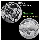 Hobo Buffalo Nickel 5c Grades Hand Carved