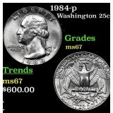 1984-p Washington Quarter 25c Grades GEM++ Unc