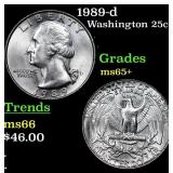 1989-d Washington Quarter 25c Grades GEM+ Unc