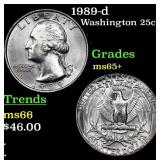 1989-d Washington Quarter 25c Grades GEM+ Unc