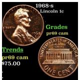1968-s Proof Lincoln Cent 1c Grades GEM++ Proof Ca