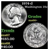 1974-d Washington Quarter 25c Grades GEM++ Unc
