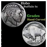 Hobo Buffalo Nickel 5c Grades Hand Carved