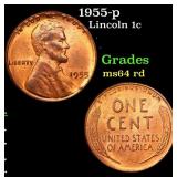 1955-p Lincoln Cent 1c Grades Choice Unc RD