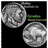 Hobo Buffalo Nickel 5c Grades Hand Carved