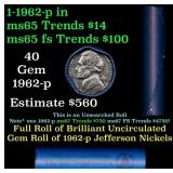 BU Shotgun Jefferson 5c roll, 1962-p 40 pcs Bell T