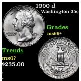 1990-d Washington Quarter 25c Grades GEM++ Unc