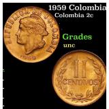1959 Colombia 2 Centavos KM#214 Grades Brilliant U
