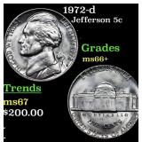 1972-d Jefferson Nickel 5c Grades GEM++ Unc