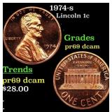 1974-s Proof Lincoln Cent 1c Grades GEM++ Proof De