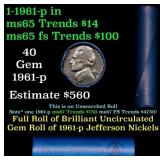 BU Shotgun Jefferson 5c roll, 1961-p 40 pcs Bell T