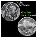 Hobo Buffalo Nickel 5c Grades Hand Carved