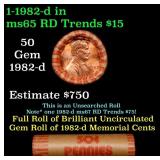 BU Shotgun Lincoln 1c roll, 1982-d 50 pcs Bank Wra