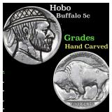 Hobo Buffalo Nickel 5c Grades Hand Carved
