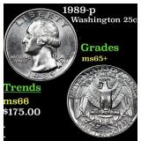 1989-p Washington Quarter 25c Grades GEM+ Unc