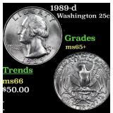 1989-d Washington Quarter 25c Grades GEM+ Unc