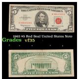 1963 $5 Red Seal United States Note Grades vf++