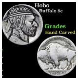 Hobo Buffalo Nickel 5c Grades Hand Carved