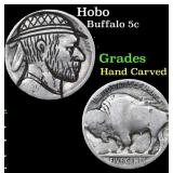 Hobo Buffalo Nickel 5c Grades Hand Carved