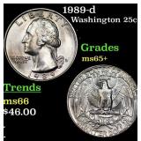 1989-d Washington Quarter 25c Grades GEM+ Unc