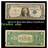 1957A $1 Blue Seal Silver Certificate Grades vf+