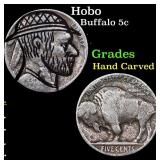 Hobo Buffalo Nickel 5c Grades Hand Carved