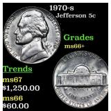 1970-s Jefferson Nickel 5c Grades GEM++ Unc