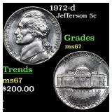 1972-d Jefferson Nickel 5c Grades GEM++ Unc