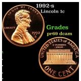 1992-s Proof Lincoln Cent 1c Grades GEM++ Proof De