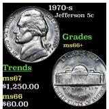 1970-s Jefferson Nickel 5c Grades GEM++ Unc