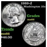 1989-d Washington Quarter 25c Grades GEM+ Unc