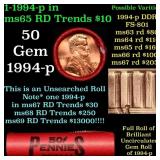 BU Shotgun Lincoln 1c roll, 1994-p 50 pcs Bank Wra