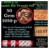 BU Shotgun Lincoln 1c roll, 1959-p 50 pcs Dunbar W