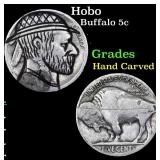 Hobo Buffalo Nickel 5c Grades Hand Carved