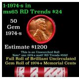 BU Shotgun Lincoln 1c roll, 1974-s 50 pcs Bank Wra