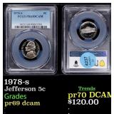 1978-s Proof Jefferson Nickel 5c pr69 dcam PCGS