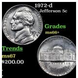 1972-d Jefferson Nickel 5c Grades GEM++ Unc