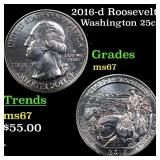 2016-d Roosevelt Washington Quarter 25c Grades GEM