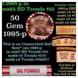 BU Shotgun Lincoln 1c roll, 1995-p 50 pcs Bank Wra