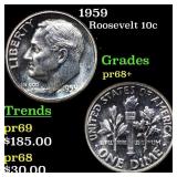 1959 Proof Roosevelt Dime 10c Grades GEM++ Proof