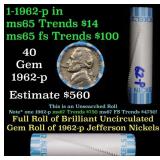 BU Shotgun Jefferson 5c roll, 1962-p 40 pcs Bell T