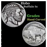 Hobo Buffalo Nickel 5c Grades Hand Carved