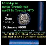 BU Shotgun Jefferson 5c roll, 1964-d 40 pcs Bell T