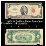 1953A $2 Red Seal United States Note Grades vf det