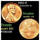 1961-d Lincoln Cent 1c Grades GEM++ RD