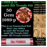 BU Shotgun Lincoln 1c roll, 1989-p 50 pcs Bank Wra