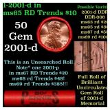 BU Shotgun Lincoln 1c roll, 2001-d 50 pcs Bank Wra