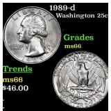 1989-d Washington Quarter 25c Grades GEM+ Unc